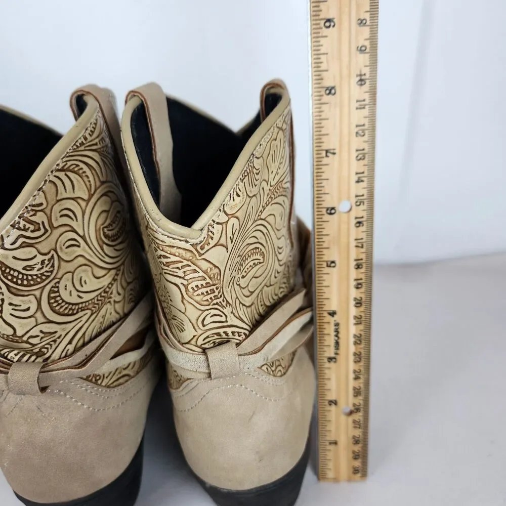 DINGO Brown Suede‎ Booties Women's Size 8.5 southwest ankle boots strap western